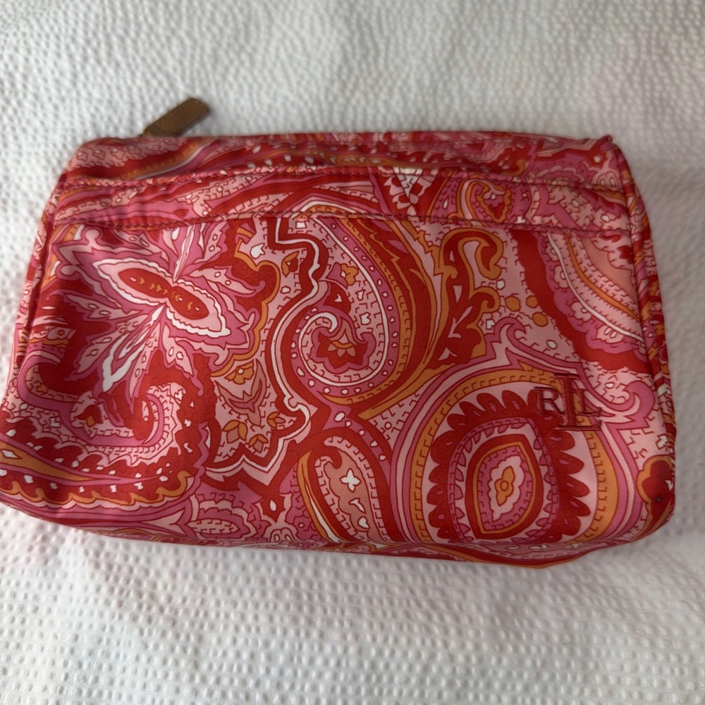 pink And Orange Paisley Ralph Lauren Makeup Bag